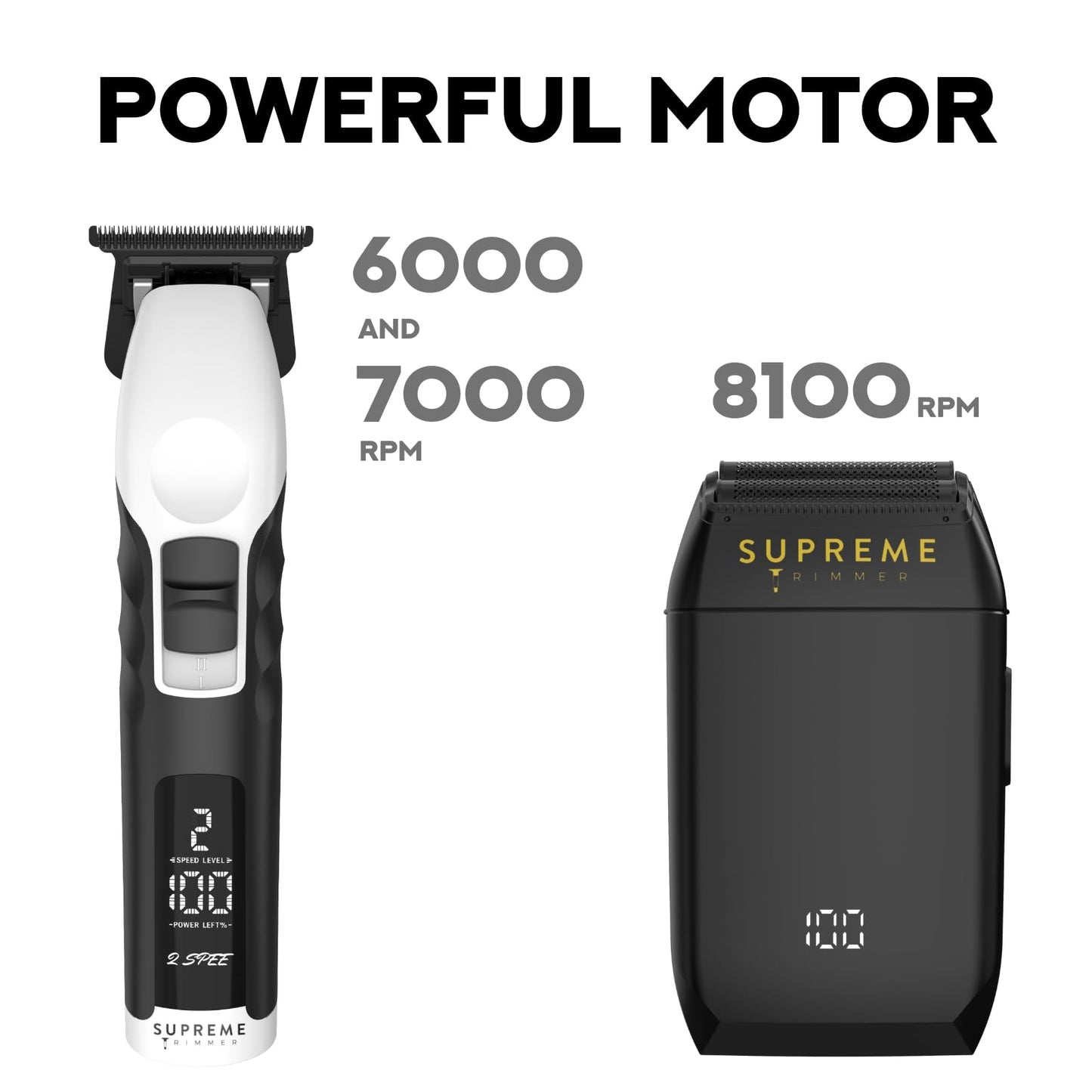 Supreme Trimmer Crunch Foil Shaver & 2Spee Trimmer Barber Hair Cutting Kit - Cordless Beard & Mustache Trimming Set - LCD Battery Displays, Removable Beauty and Personal Care Supreme Trimmer