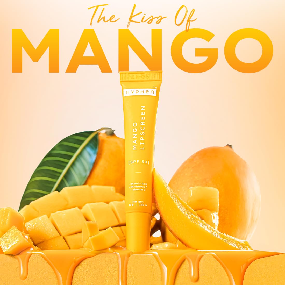 Hyphen Mango Lip Balm SPF 50 PA++++ - 2% Kojic Acid Brightening LipBalm for Dark & Pigmented Lips - 1% Vitamin E & Vitamin C - Moisturizing SPF Beauty and Personal Care Hyphen