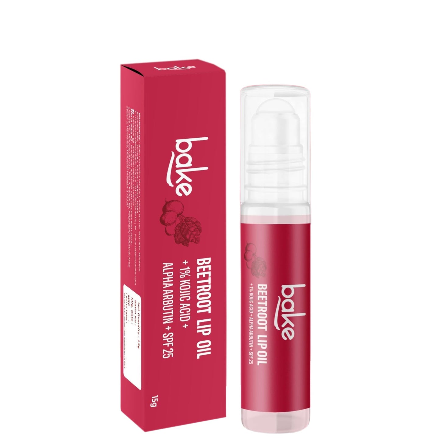 BAKE Kojic Acid Lip Balm Oil, 1% with Alpha Arbutin, Beetroot Tinted, SPF 25 PA++++, 15g Beauty and Personal Care BAKE