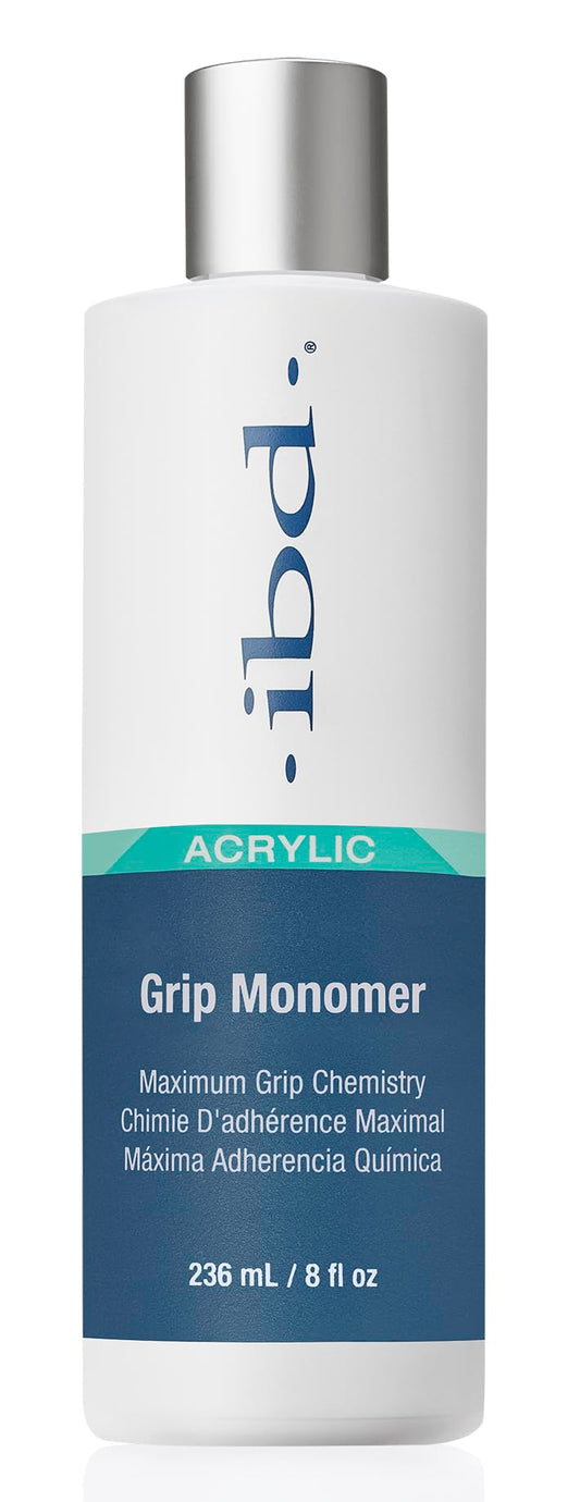 IBD Grip Monomer Acrylic Nail Liquid - Professional Maximum Adhesion Liquid for Nail Extensions Sculpting, Non-Yellowing, Low Odor Formula, Clear, 8