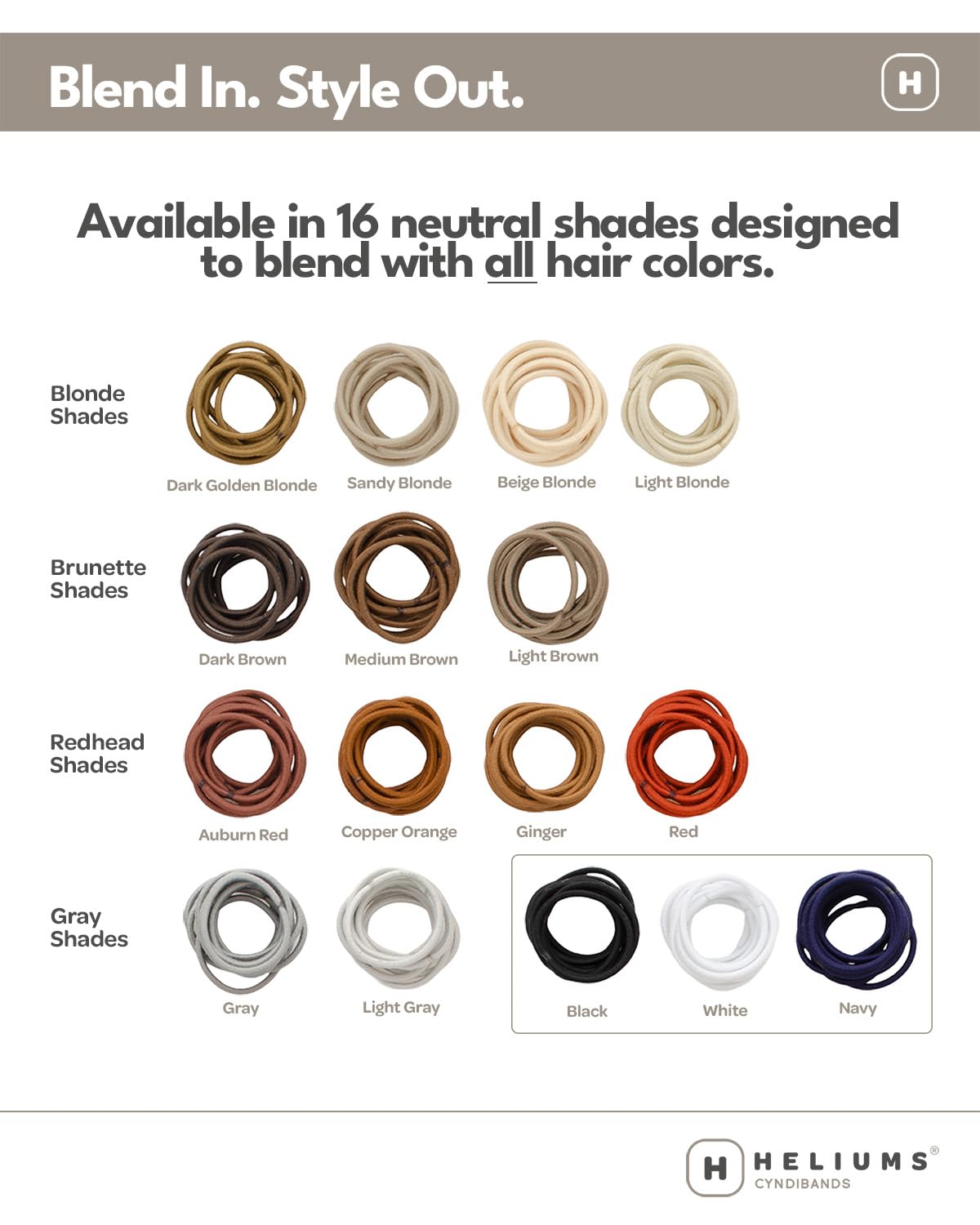 Heliums Small Hair Ties - Ash Blonde - No Damage Mini 1 Inch Reusable 2mm Elastics for Thin Hair and Kids, Neutral Ponytail Holders - 48 Count Beauty and Personal Care Heliums