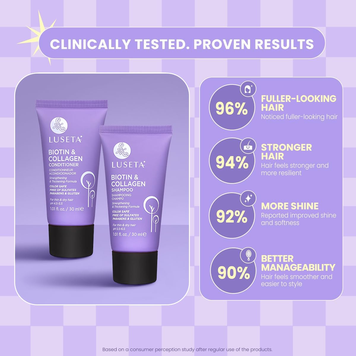Luseta Biotin & Collagen Travel Size Shampoo and Conditioner Set for Thinning Hair, Thickening & Strengthening with Argan Oil - Travel Size Adds Beauty & Personal Care L LUSETA