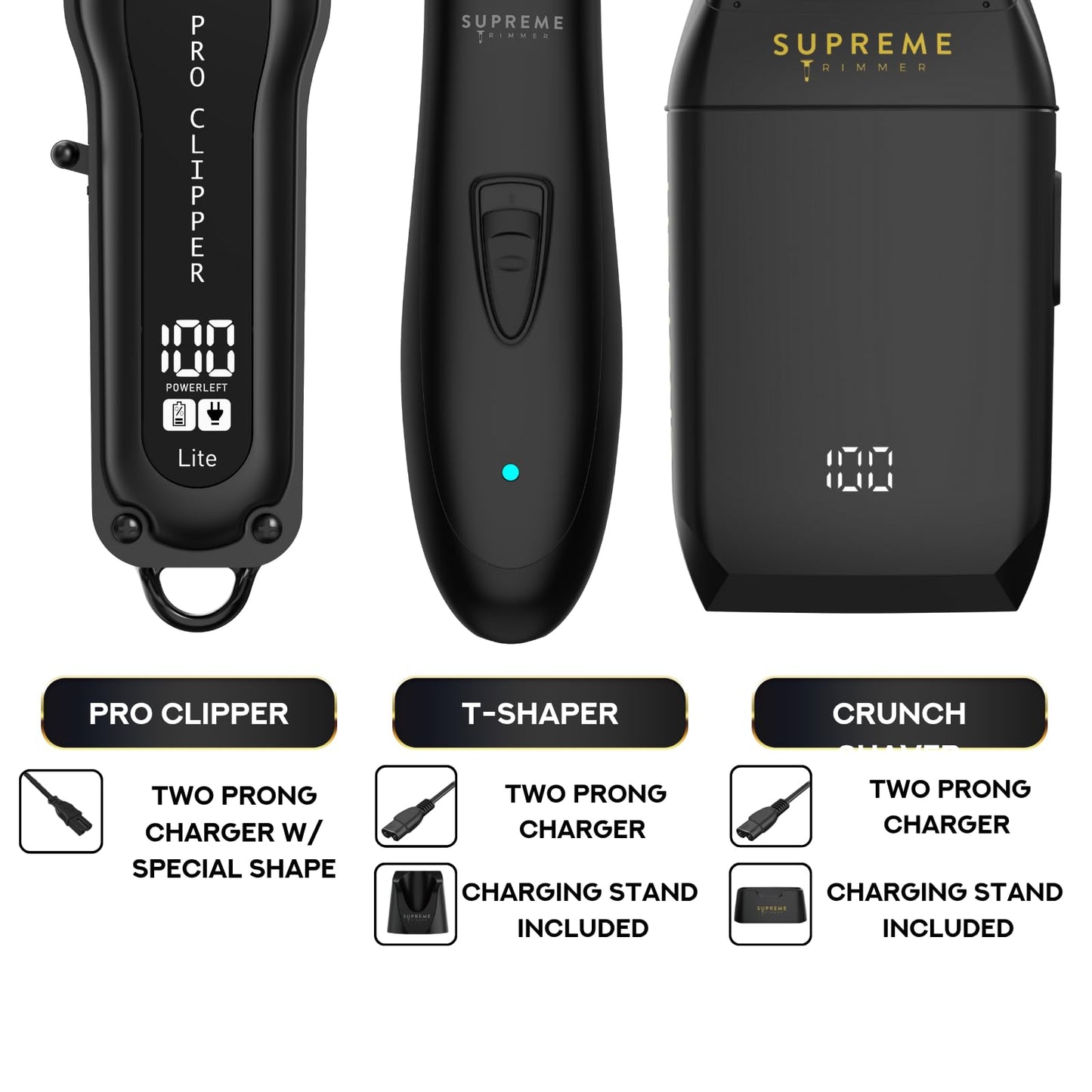 Supreme Trimmer 3-in-1 Barber Bundle - Pro Clipper Lite, T-Shaper Trimmer & Crunch Foil Shaver - Professional Beard Trimmer Men’s Hair Clipper Kit Beauty and Personal Care Supreme Trimmer