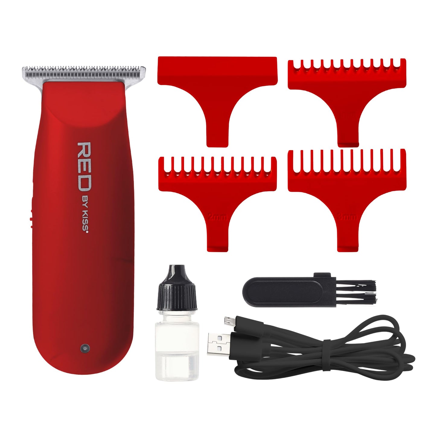 Red by Kiss Hair Clipper, Mini Cordless Hair Trimmer, Long Lasting Hair Cutting Kit, USB-C Rechargeable Haircut Beard Trimming Clippers for Men Women Beauty and Personal Care Red by Kiss