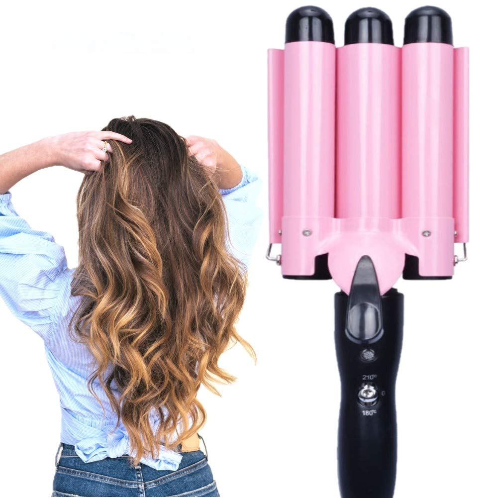 MODVICA 3 Jumbo Barrel Curling Iron Wand 32mm Hair Waver Temperature Adjustable Ceramic Big Waves Hair Crimper (1.25'') Beauty & Personal Care MODVICA