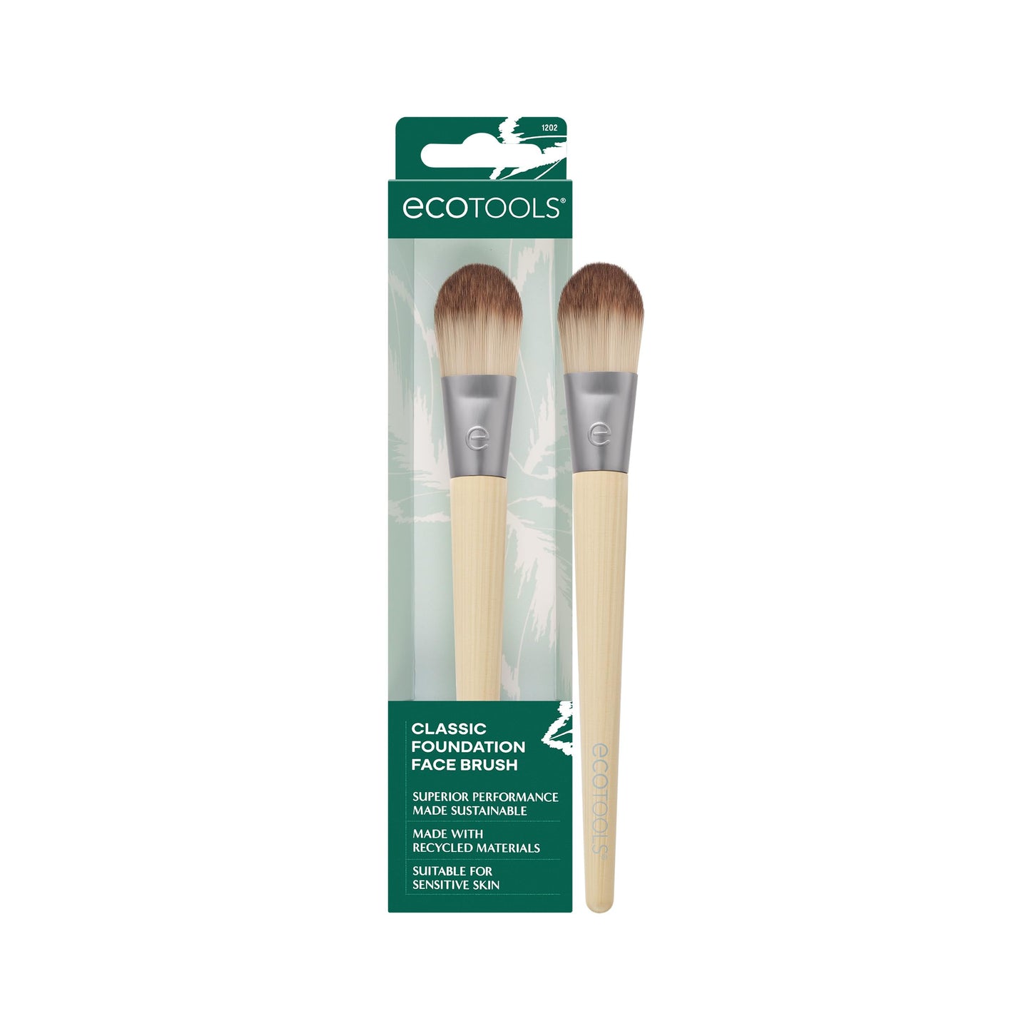 EcoTools Classic Foundation Face Brush, For Liquid, & Cream Foundation, Flat Foundation Brush, Makeup Brush For Natural Makeup, Buildable Coverage Beauty & Personal Care EcoTools
