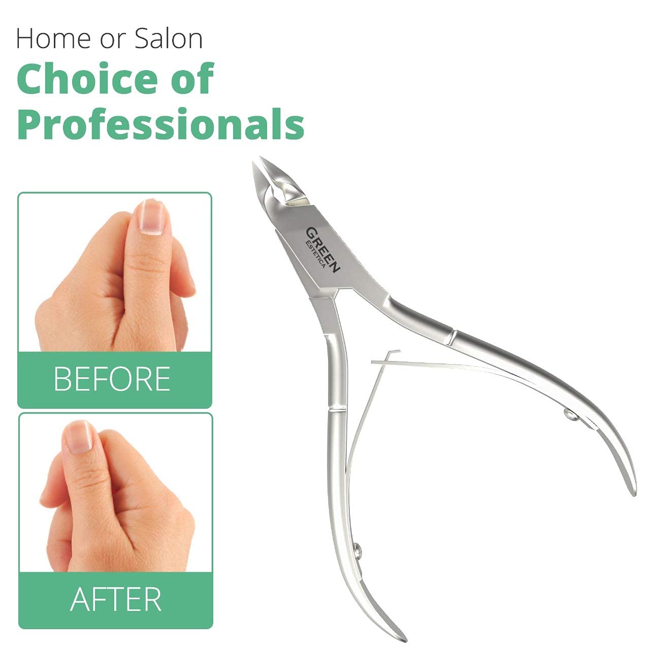 Professional Cuticle Trimmer Nail Cuticle Cutter Stainless Steel Cuticle Nippers with Sharp Blades of Cuticle Remover Clippers Manicure Tools Double Beauty & Personal Care GREEN ESTETICA