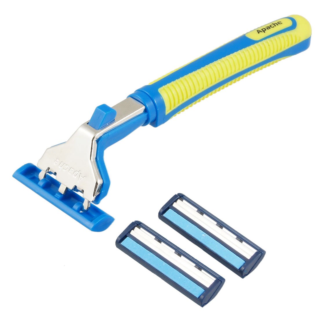 Ruilogod Men Plastic Yellow Blue Handle Travel Shaver Manual Razor w 2 Blades (id: 218 e5f b6f 1fa 8d0 Beauty and Personal Care Ruilogod
