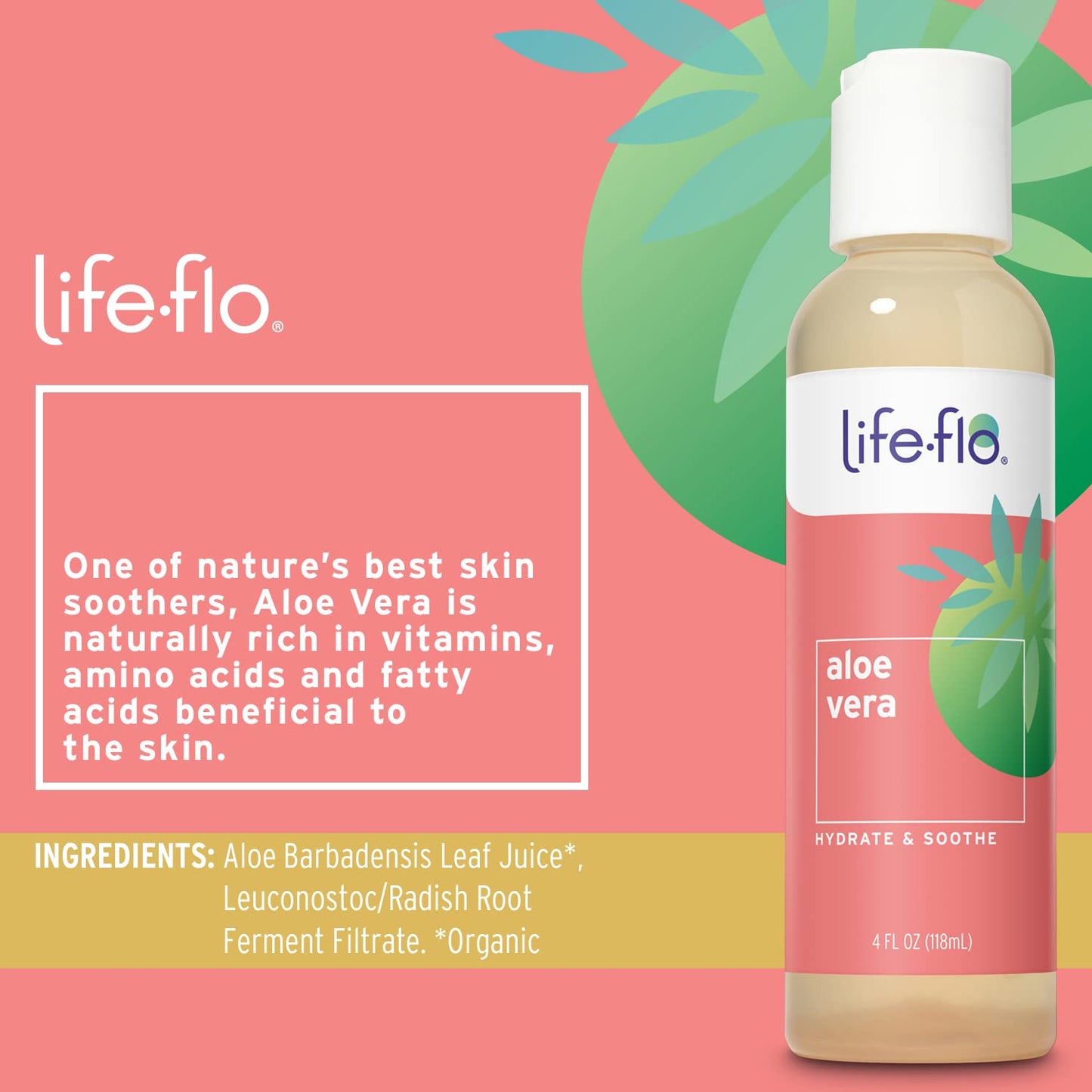 LIFE-FLO Aloe Vera, Soothing Moisture for Dry Skin Care, Calms Redness, Conditions & Hydrates Skin with Organic Aloe Vera Juice, No Synthetic Beauty & Personal Care LIFE-FLO