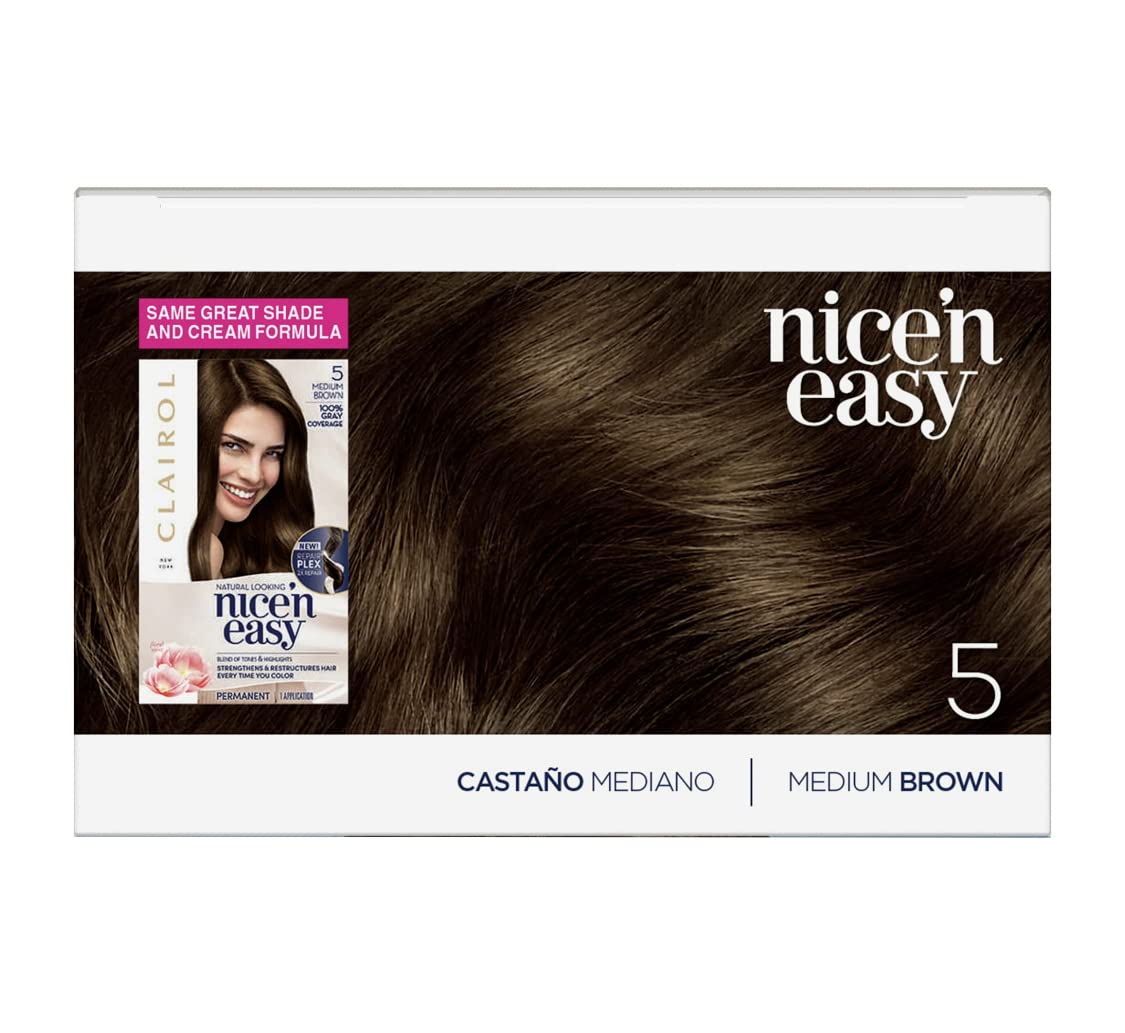 Clairol Nice'n Easy Permanent hair Color 5 Medium Brown Beauty & Personal Care Clairol