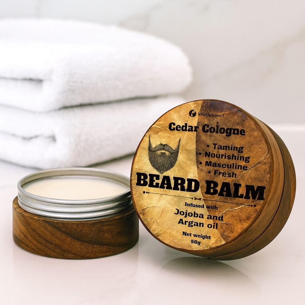 Beard Balm for Men, Cologne Scented with Shea Butter, Jojoba and Argan Oil Beauty and Personal Care VITALSKINOIL