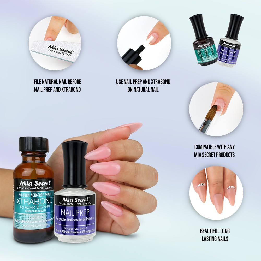 Mia Secret Nail Prep 0.5oz (NP-30) & Xtrabond Primer 0.5 oz (PR100) Beauty & Personal Care Mia Secret Crislan