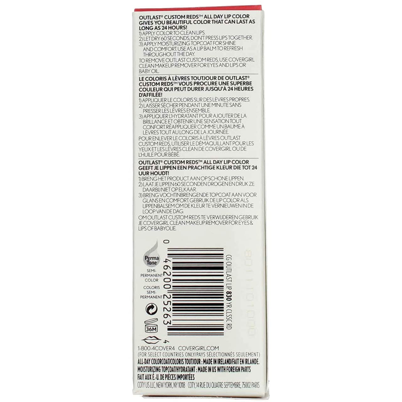COVERGIRL Outlast All-Day Custom Reds Lip Color, Your Classic Red (Pack of 4)4 Beauty & Personal Care COVERGIRL