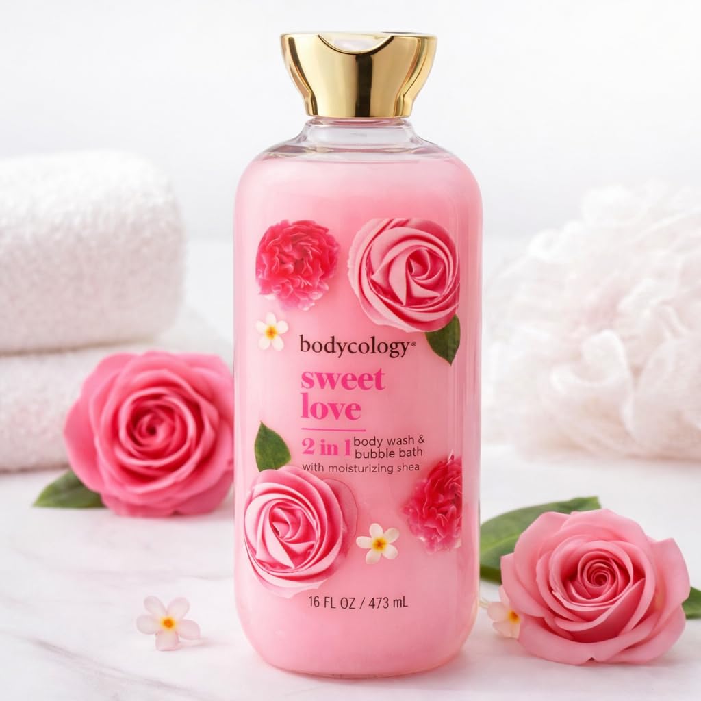 2 in 1 Body Wash and Bubble Bath - Sweet Love by Bodycology for Women - 16 oz Body Wash Beauty & Personal Care Bodycology