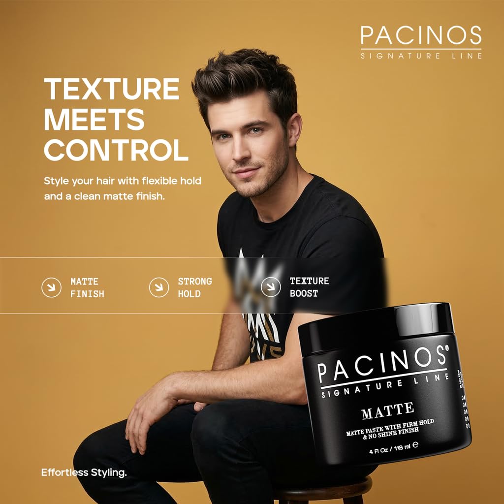 Pacinos Matte Hair Paste - Firm Hold, No Shine, Sculpting & Styling Wax, Long Lasting Definition & Texture, No Flakes, All Hair Types Beauty & Personal Care Pacinos