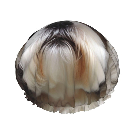 Shih Tzu Dog Shower Cap for Women Men Large Reusable Shower Bonnet Double-Layer Waterproof Bath Caps Elastic Band Hair Hat for All Hairstyles Beauty and Personal Care BWLHJKE