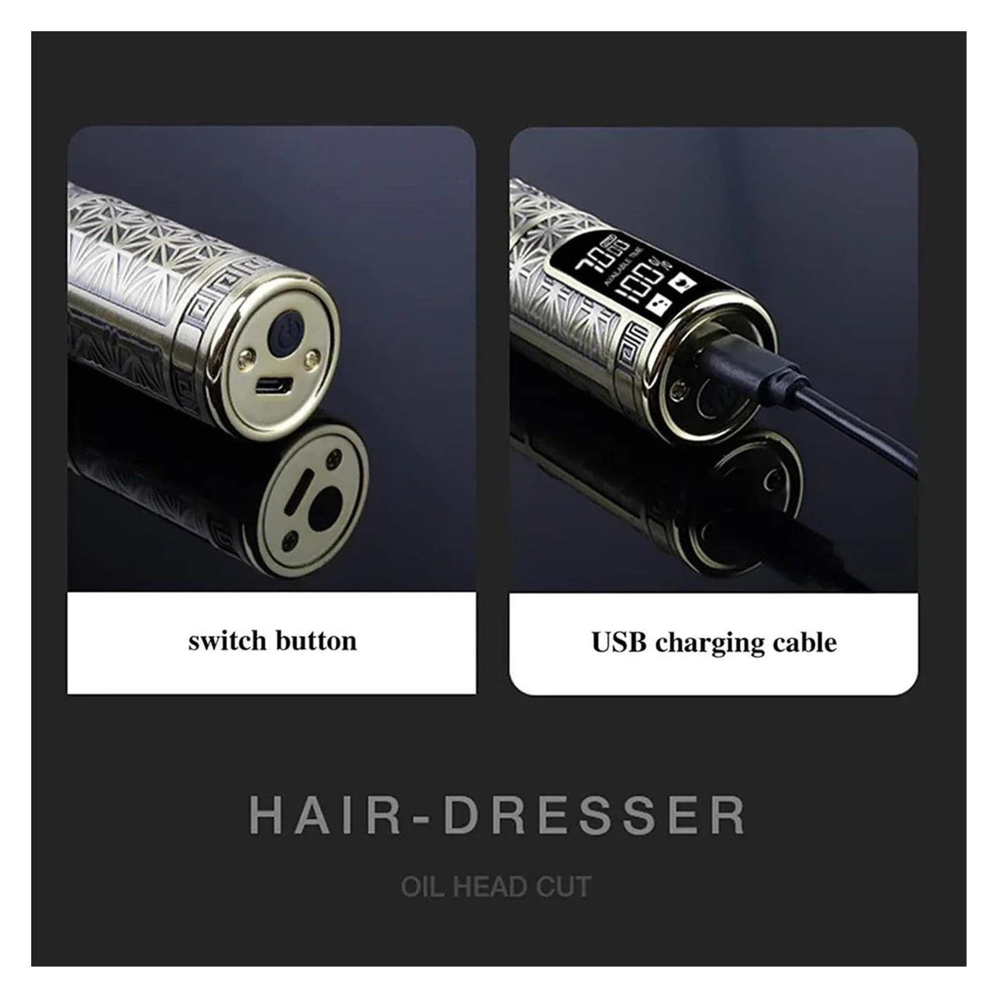 Razors T9 LCD Electric Hair Clipper Oil Shaving Head Electric Pusher Carving Electric Shaver Rechargeble Hair Trimmer for Men Care(LCD Black) Beauty and Personal Care EWKYLSEM