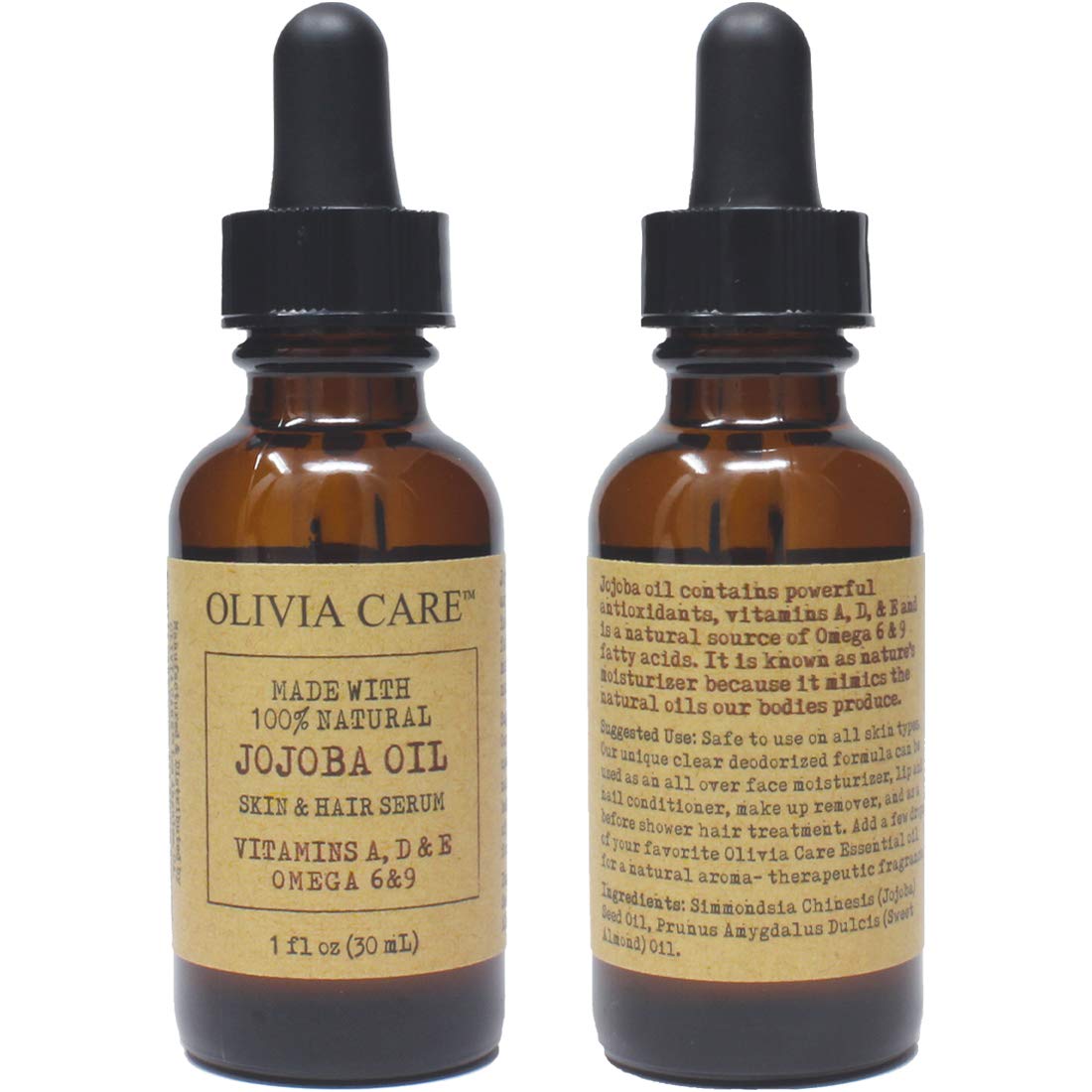 Olivia Care Jojoba Oil Serum - 100% Natural, Pure & Cold Pressed - for Face, Body & Hair - Infused with Antioxidents, Vitamin A, D, E & Omega 6, 9 | Beauty & Personal Care Olivia Care