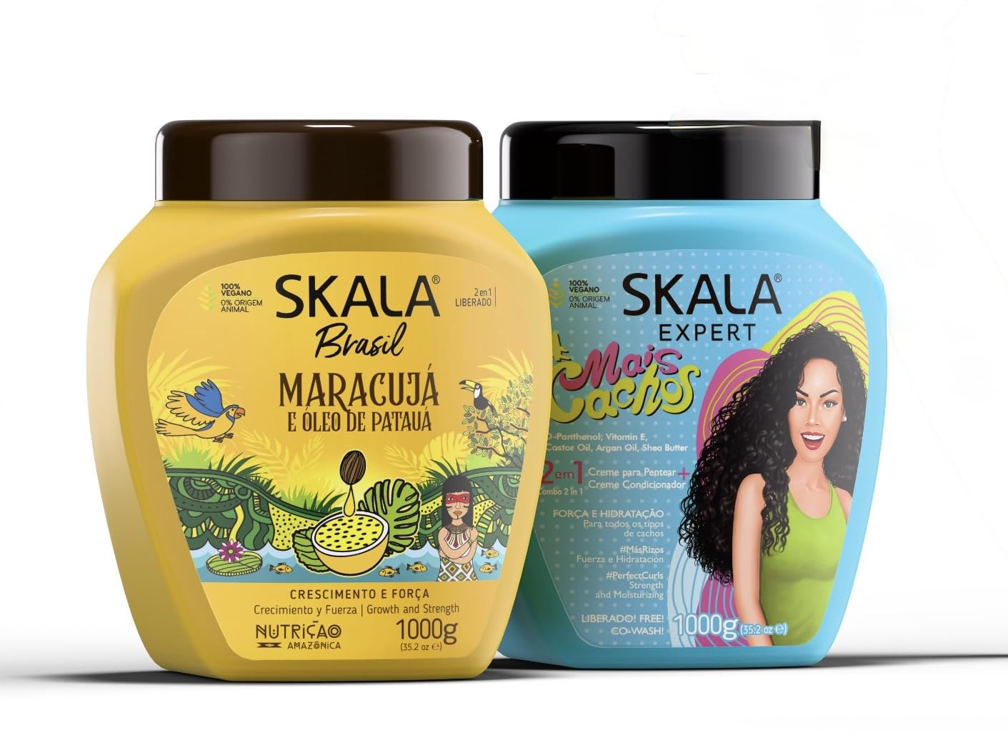 SKALA Hair Type 3ABC - Mais Cachos And Passion Fruit Combo- Hydrate Curls, Eliminate Frizz, For Curly Hair - 2 IN 1 Conditioning Treatment and Cream Beauty & Personal Care Sabelle Beauty