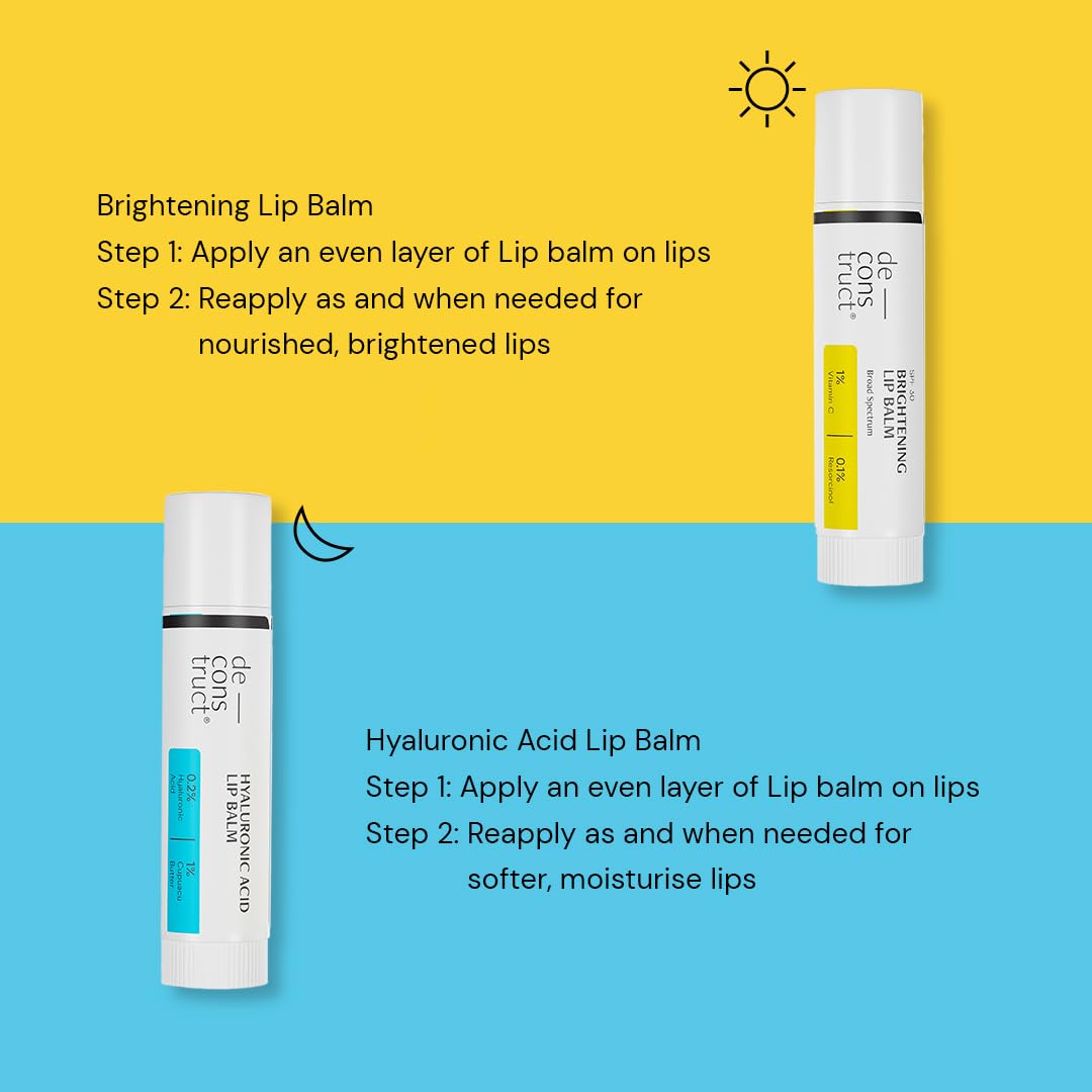 Deconstruct Bright & Hydrate Lip Duo - 1% Vitamin C & 0.1% Resorcinol And 0.2% Hyaluronic Acid & 1% Cupuacu Butter - Lip Balm For Women And Men - 4Gm Beauty and Personal Care De - cons truct