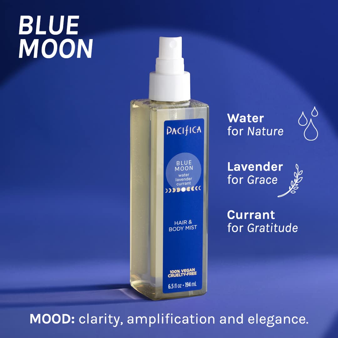 Pacifica Hair Perfume & Body Fragrance Spray Mist - Blue Moon with Lavender & Currant - Alcohol-Free, Vegan & Cruelty-Free, 6.5 oz Beauty & Personal Care Pacifica