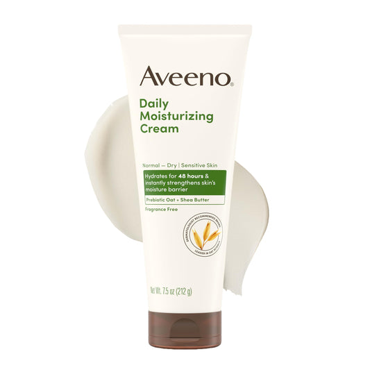 Aveeno Daily Moisturizing Cream Face, Hand, Body Moisturizer with Prebiotic Oat & Shea Butter, for Normal to Dry or Sensitive Skin, Hydrates for 48 Beauty & Personal Care Aveeno