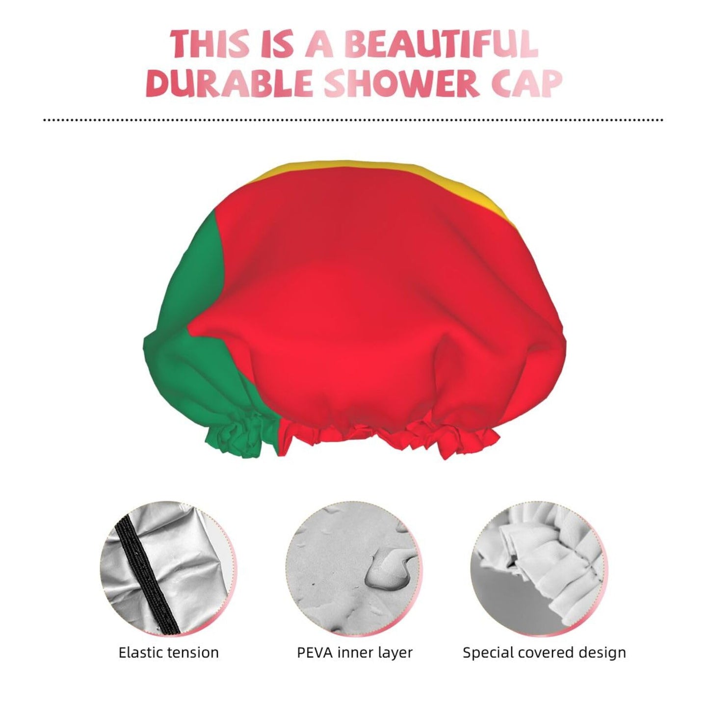 Benin Flag Prints Shower Cap Double Layer Lined Waterproof Bathing Shower Hat Beauty and Personal Care Hayyett
