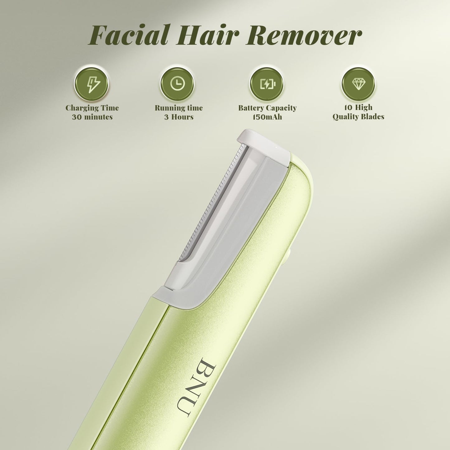 BNU Dermaplane Razor for Women, Face Razor for Women with 10 Replaceable Blades - Face Exfoliation Razor - Body Peach Fuzz Removal - Eyebrow Shaper Beauty and Personal Care BNU