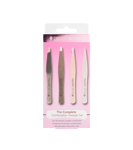 Brushworks HD 4 Piece Combination Tweezer Set - Gold Beauty and Personal Care Brushworks