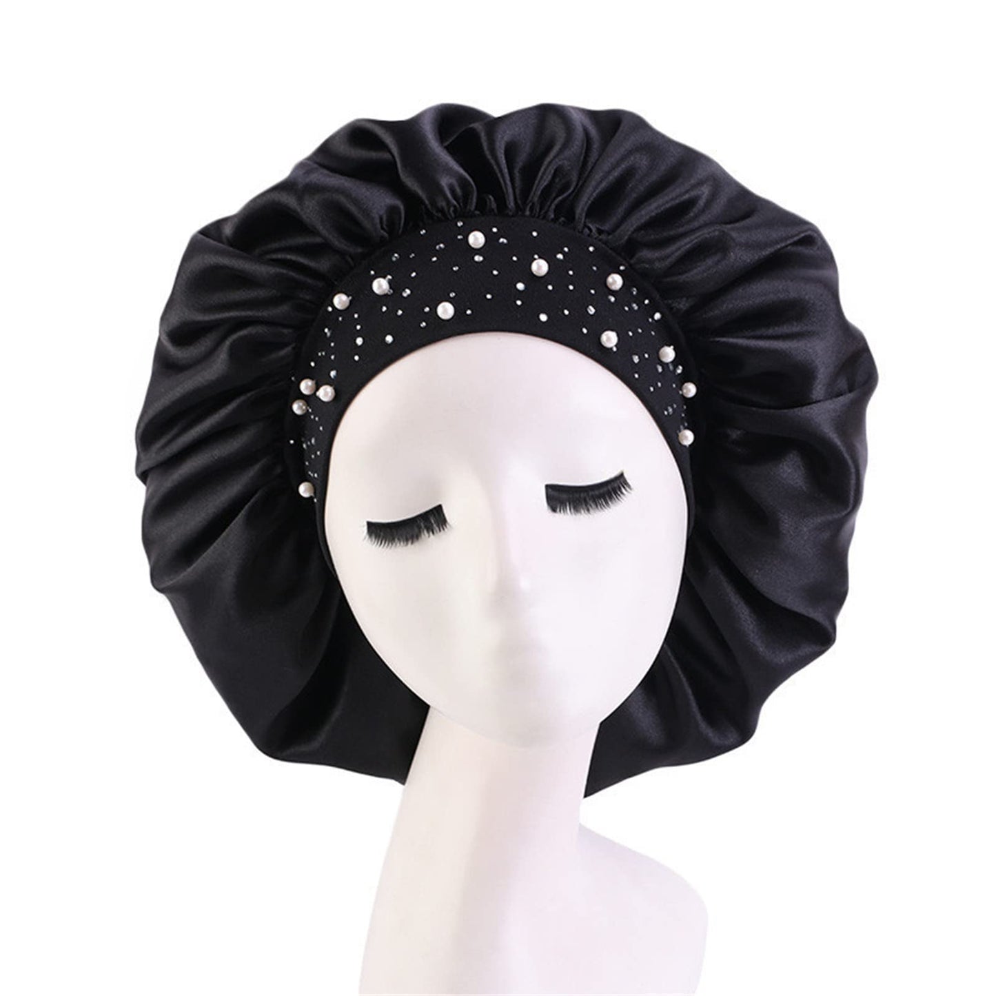 4 Pieces Women's Satin Rhinestone Sleeping Hat Night Sleep Cap Hair Care Salon Makeup Muslim Hijab Head Cover Bonnet Hat Beauty and Personal Care Qianmome