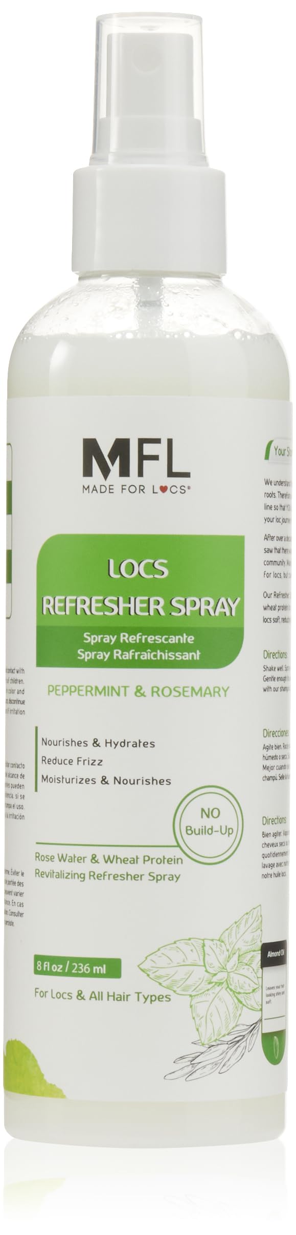Made For Locs Vegan Rose Water Refresher Spray | Locs Moisturizer | Locs Deodorizer | Amazing Scents (Peppermint, 8 oz) Beauty & Personal Care MFL MADE FOR LOCS