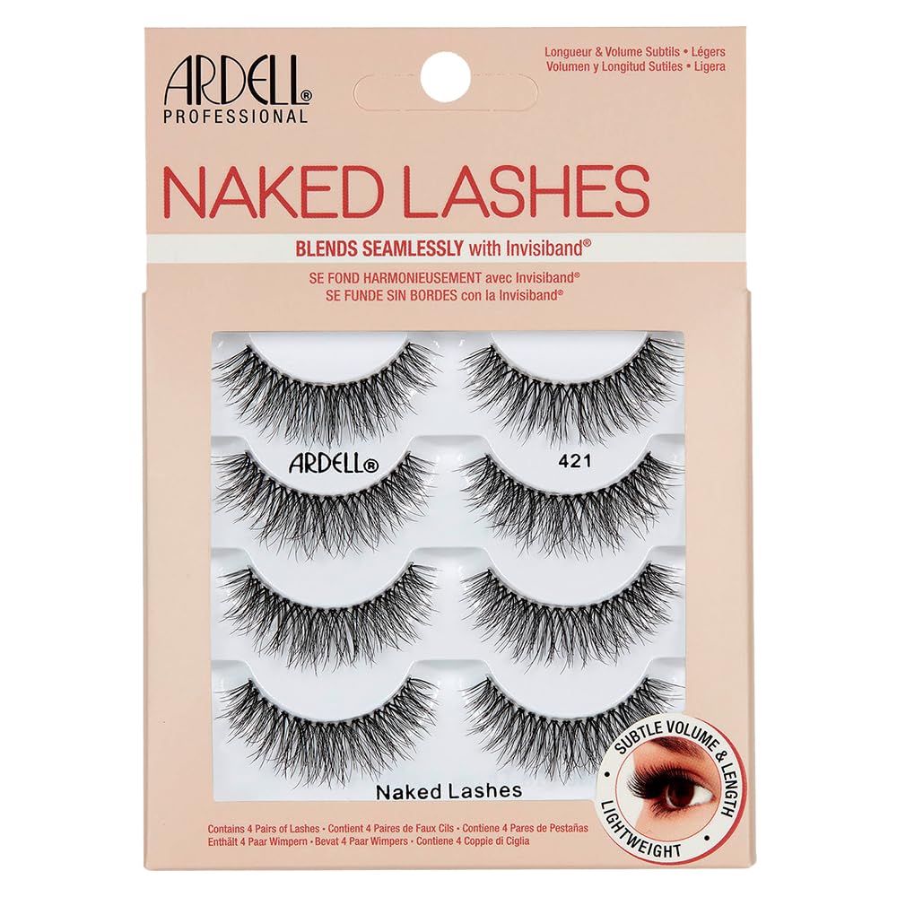 Ardell Naked Strip Lashes 421 - Natural-Looking, Long-Lasting False Eyelashes with Invisiband for Seamless Blend, 4 Pairs, 1-Pack Beauty & Personal Care Ardell