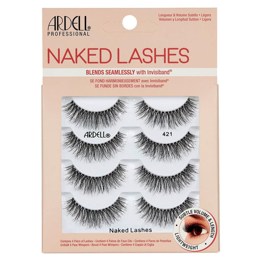 Ardell Naked Strip Lashes 421 - Natural-Looking, Long-Lasting False Eyelashes with Invisiband for Seamless Blend, 4 Pairs, 1-Pack Beauty & Personal Care Ardell