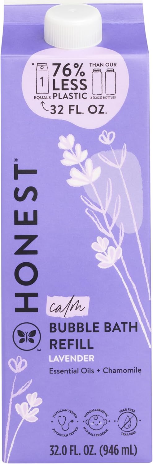 The Honest Company Foaming Bubble Bath Refill, Lavender Calm Scent, Tear-Free, Hypoallergenic, Naturally Derived, Gentle for Baby, 32 fl oz Beauty & Personal Care The Honest Company