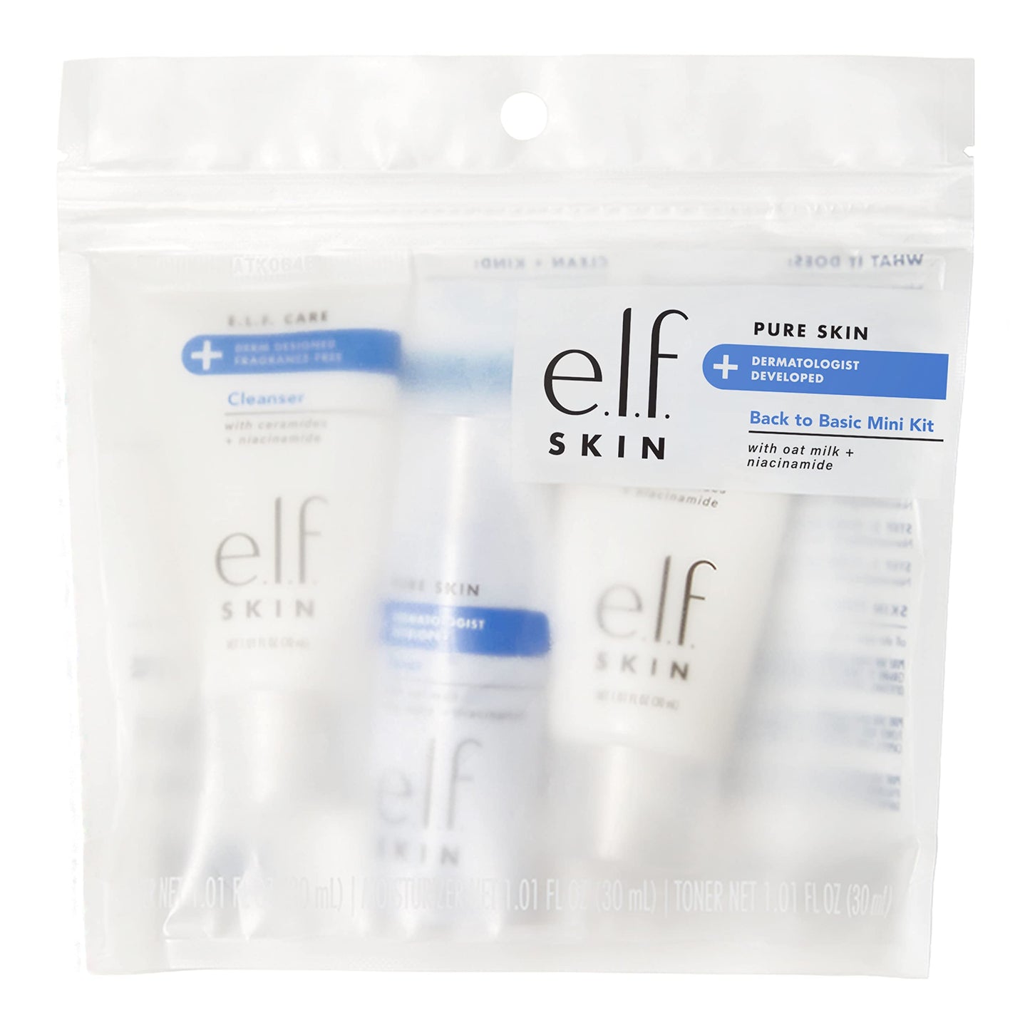 e.l.f. Skin Pure Skin Back to Basics Mini Kit, Clean & Gentle Cleanser, Toner & Moisturizer, Great for Sensitive Skin, TSA-Friendly Sizes Beauty & Personal Care e.l.f.
