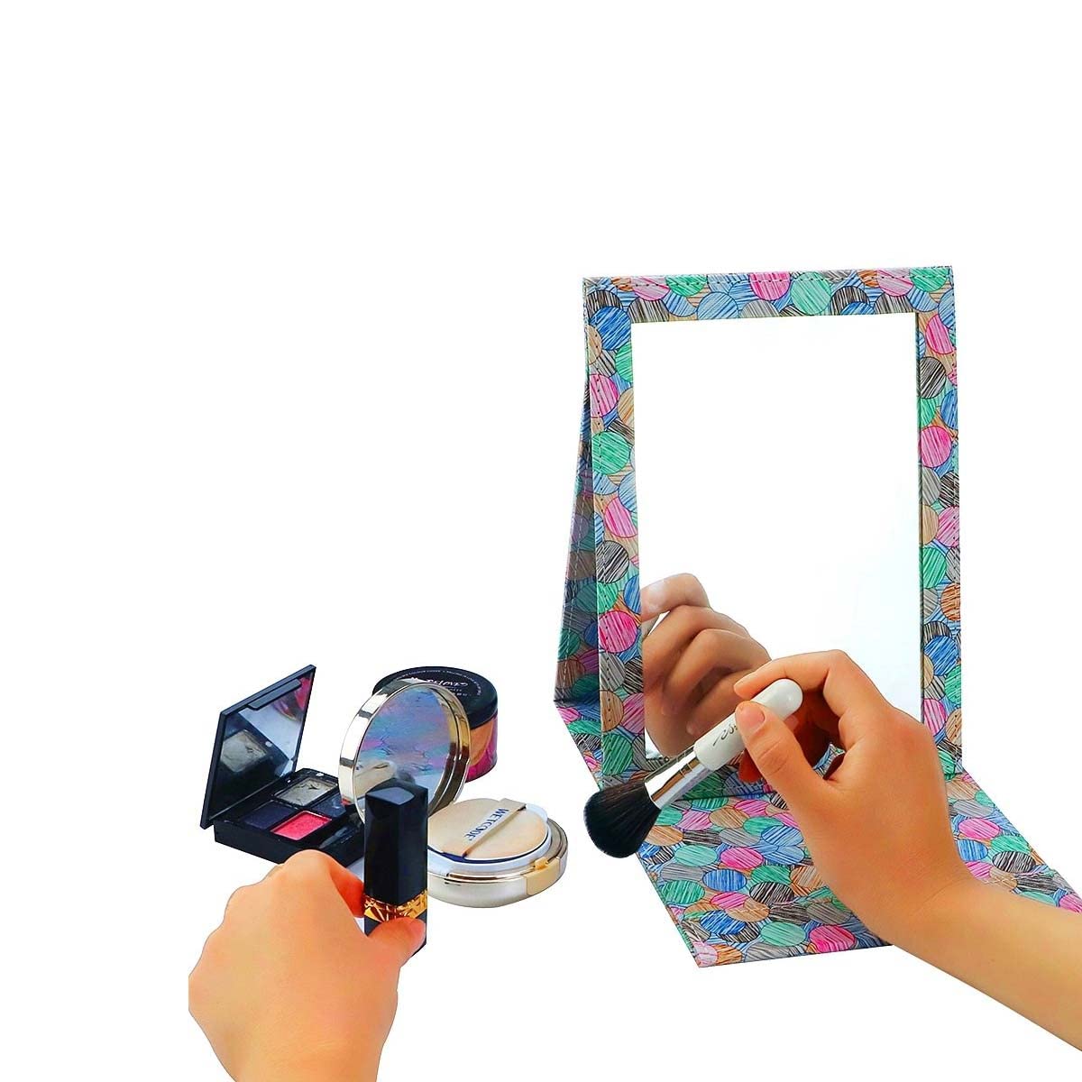 PNVXNUS Folding Travel Mirror - Crystal-Clear HD Vanity Mirror with Adjustable 90°/145° Stand, Ultra-Slim Leather-Covered Portable Makeup Mirror Beauty & Personal Care PNVXNUS