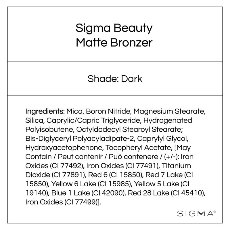 Sigma Beauty Matte Bronzer - Longwear Light Bronzer Powder with Matte Finish for Face - Achieving a Natural, Sun Kissed Glow (Dark) Beauty & Personal Care Sigma Beauty