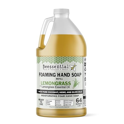 Beessential All Natural Bulk Foaming Hand Soap Refill, 64 oz Lemongrass | Made with Moisturizing Aloe & Honey - Made in the USA Beauty & Personal Care Beessential