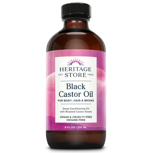 HERITAGE STORE Black Castor Oil Nourishing Hair Treatment - Deep Hydration for Hair Care, Skin Care, Lashes and Brows - Great for Locs and Natural Beauty & Personal Care HERITAGE STORE