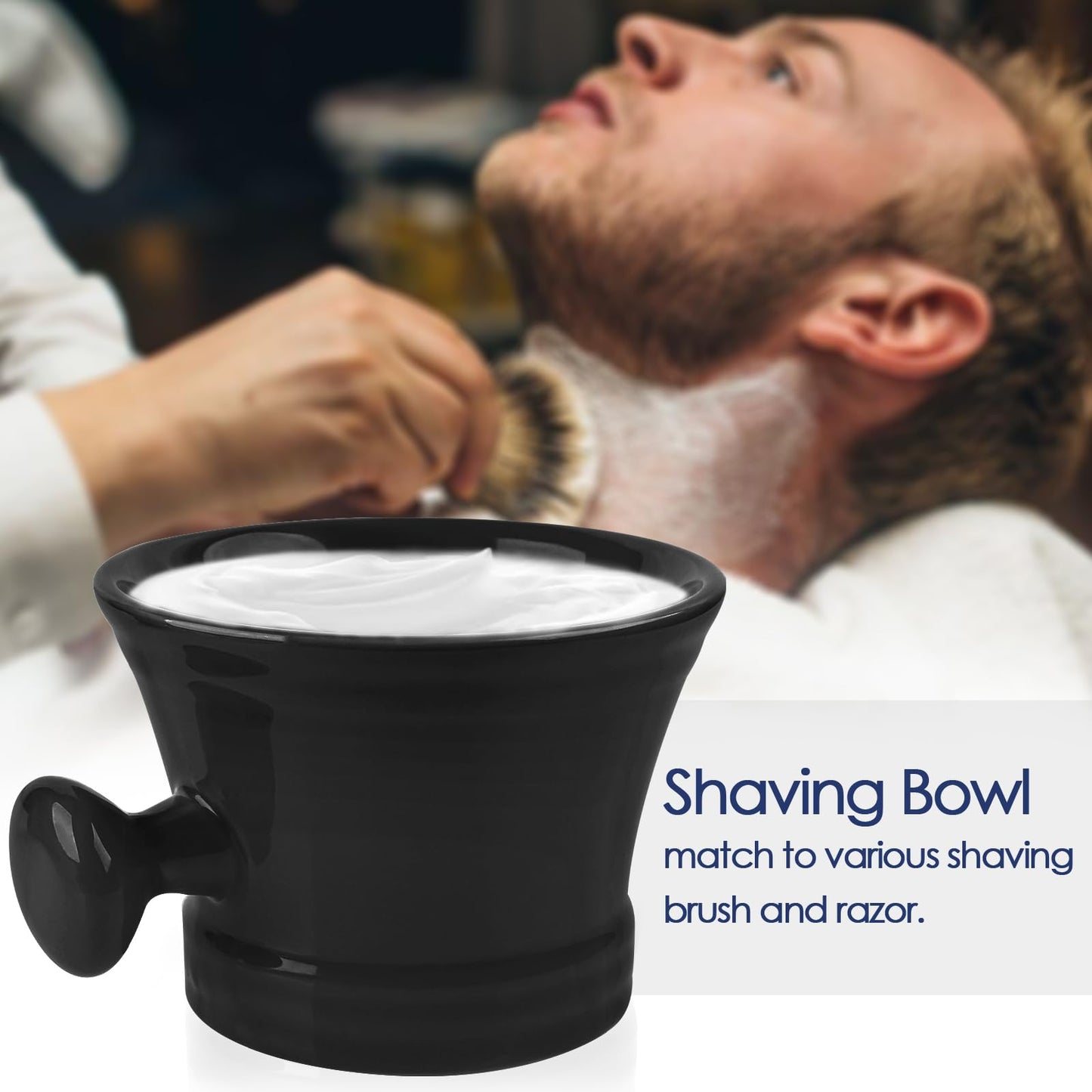 Linkidea Ceramic Mug Shaving with Knob Handle, Deep Size Wet Shaving Cup, Razor Shave Soap and Cream Bowl for Men (Black) Beauty and Personal Care Linkidea