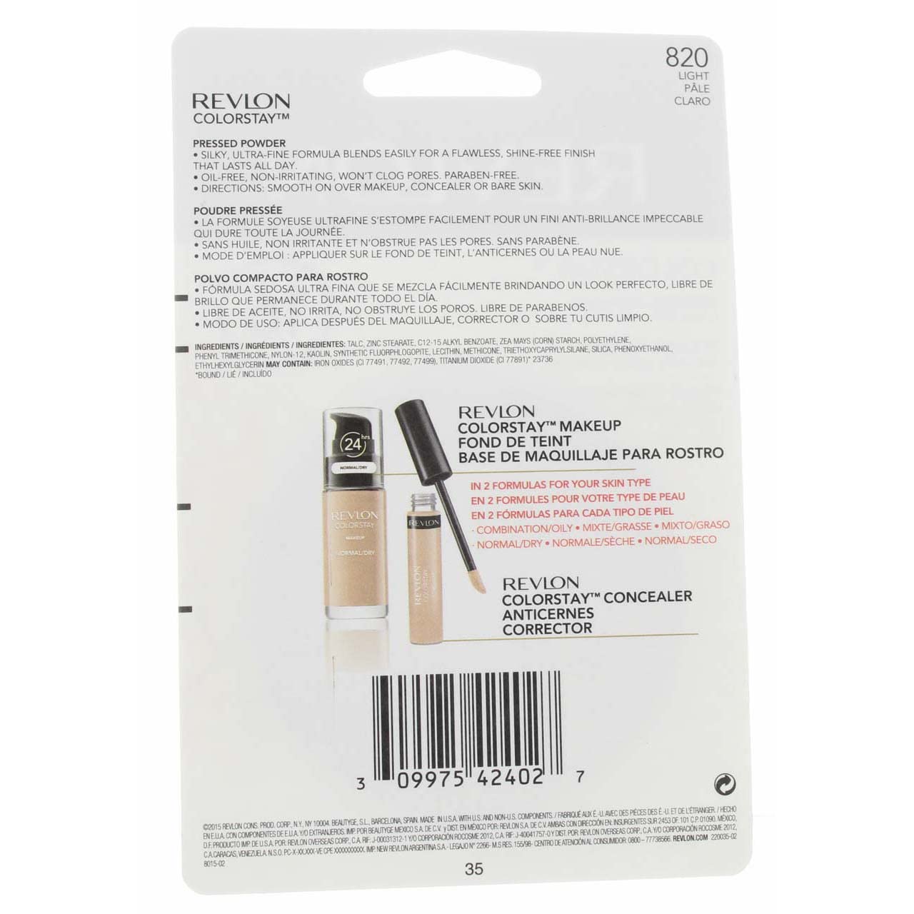 Revlon ColorStay Pressed Powder with SoftFlex, Light 820, 0.3 Ounces (Pack of 2) Beauty & Personal Care REVLON