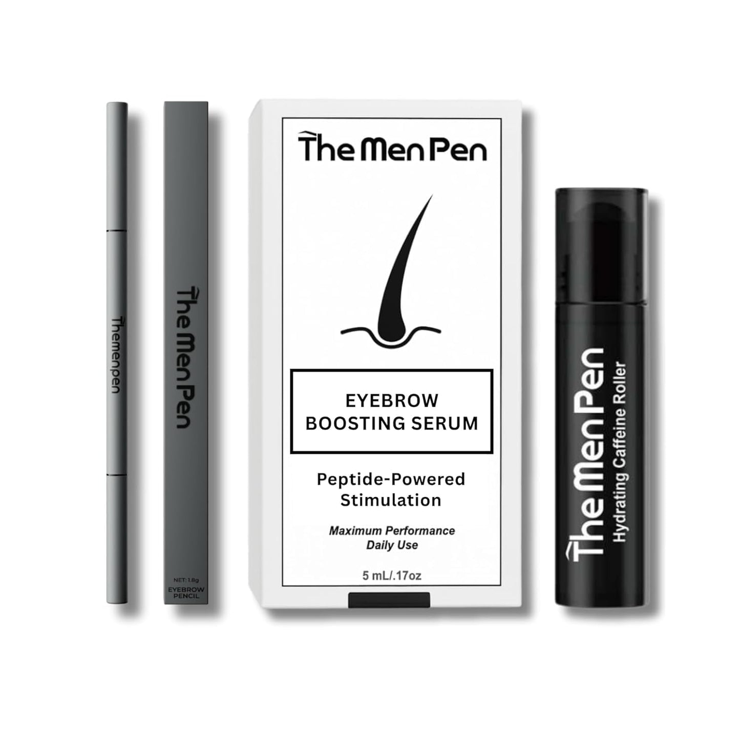 The Men Pen Eyebrow Boosting + Caffeine Kit | Eyebrow, Beard and Hair Filler | Waterproof, Long Lasting, Sweat Proof - Dark Brown Beauty & Personal Care The Men Pen