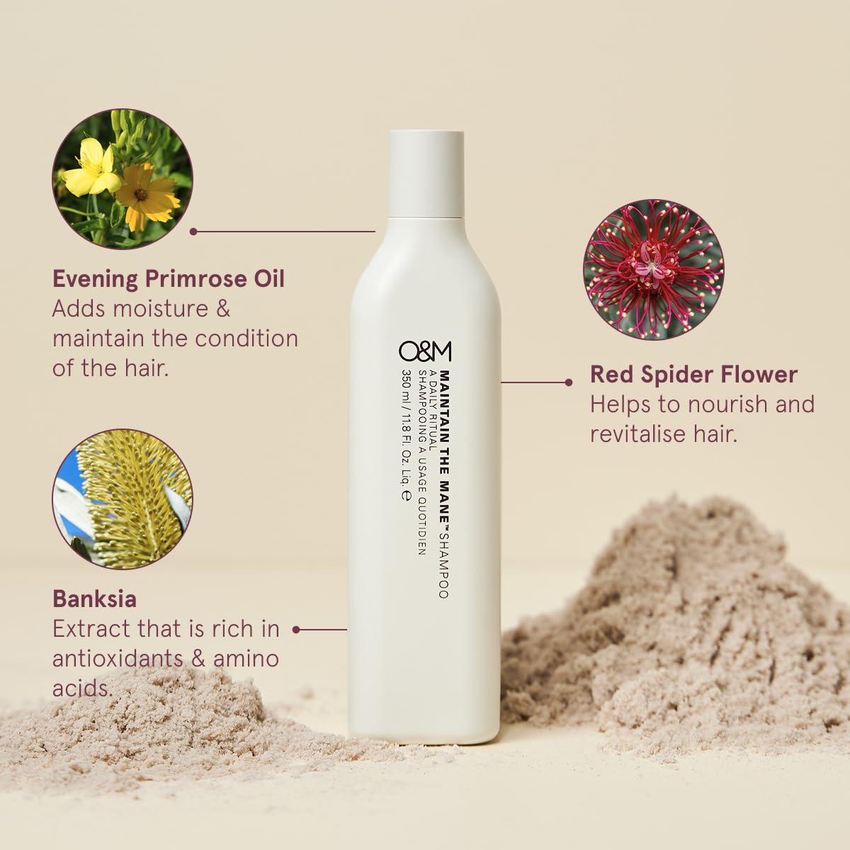 O&M Maintain The Mane Vegan Everyday Natural Moisturizing Shampoo for Women + Men, Provitamin B5, Safe Daily Beauty Care + Hair Care,