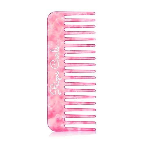 Rizos Curls Wide Tooth Shower Comb for Detangling, Parting & Styling, Gentle for all Hair Textures, Pink Beauty & Personal Care Rizos Curls