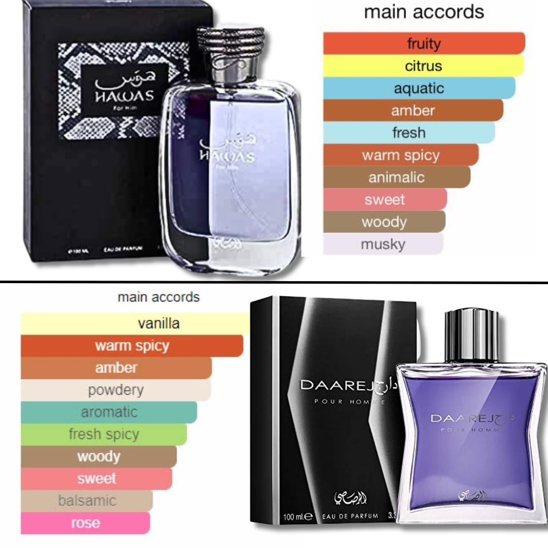 RASASI Hawas For Him & Daarej For Homme EDP 100Ml (3.4Oz) Beauty & Personal Care RASASI