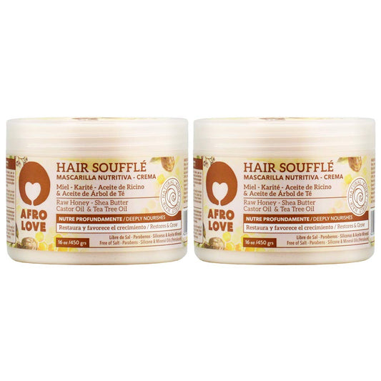 Afro Love Hair Soufflé (16oz, Pack of 2), Deeply Nourishing & Restorative Cream for Curly, Kinky & Coily Hair, Rich in Raw Honey, Shea Butter, Castor Beauty & Personal Care Afro Love