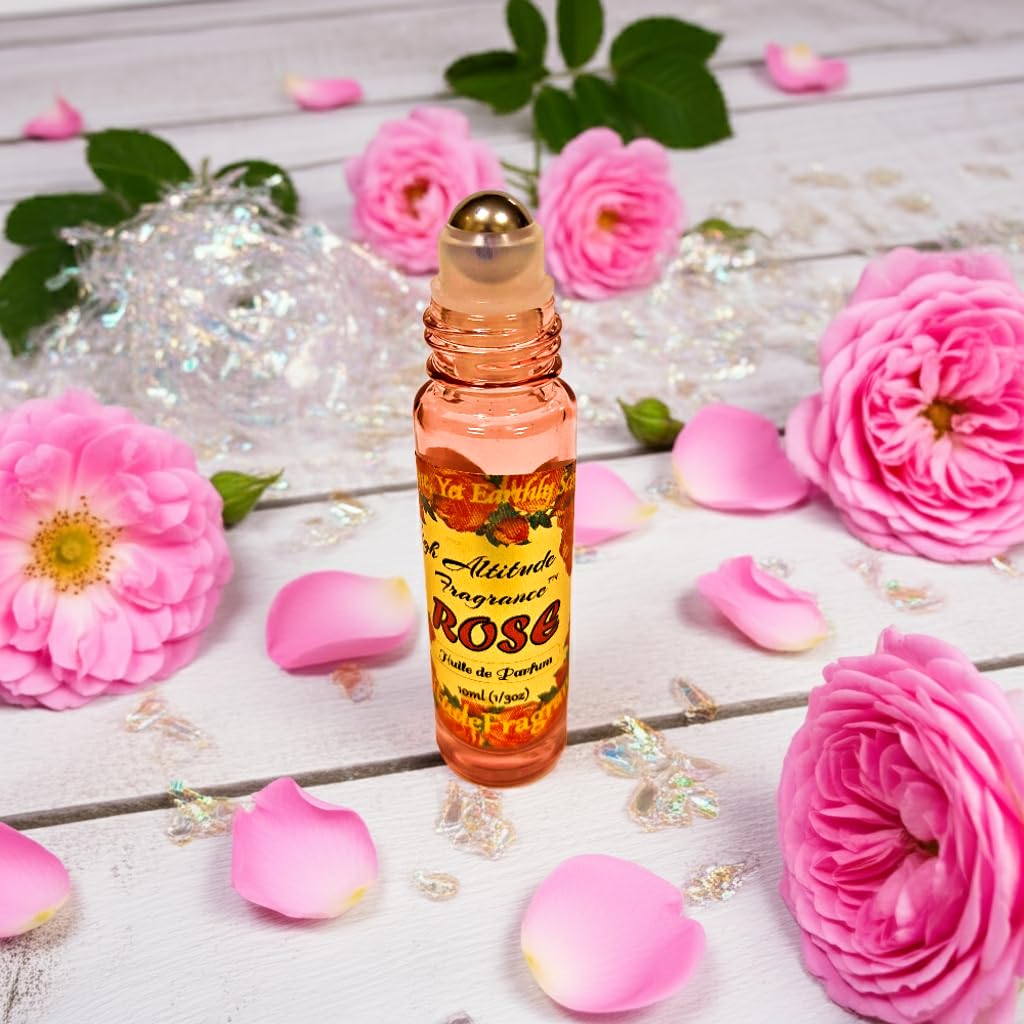 ROSE Perfume Oil - All-Natural Essential Oil Fragrance - Huile de Parfum - Bulgarian Damask Rosa Damascena Petals Otto, Tea Rose, De Mai - Roll Beauty & Personal Care HIGH ALTITUDE ORGANICS