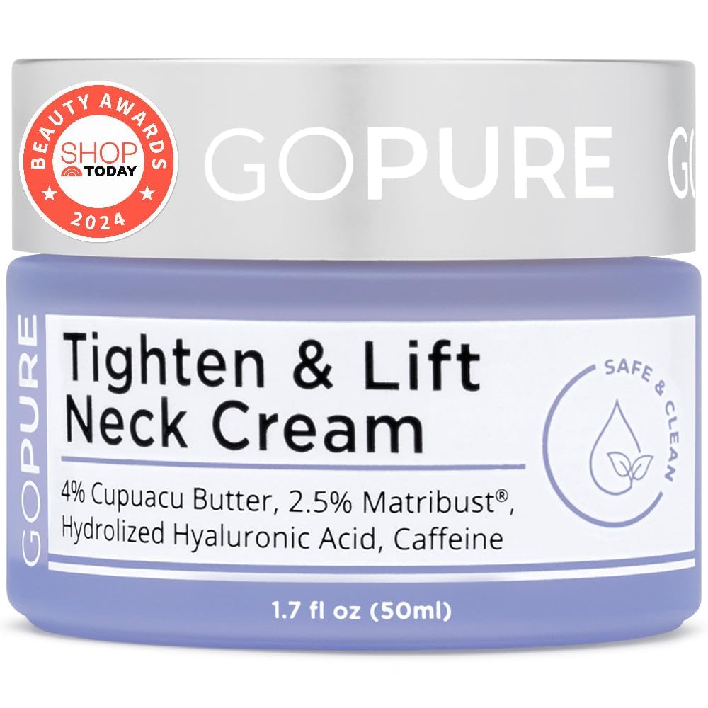 goPure Tighten & Lift Neck & Chest Moisturizer Cream for Visibly Firming, Tightening and Lifting the Look of Wrinkles & Crepey Skin, 1.7oz Beauty and Personal Care goPure