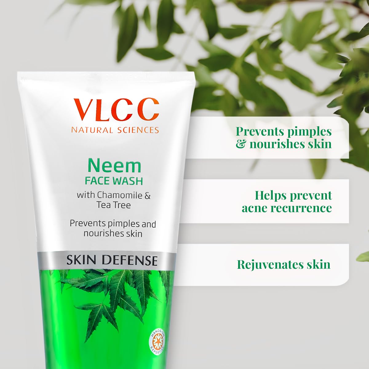 VLCC Neem Face Wash with Chamomile & Tea Tree | Anti-Acne Facial Cleanser with Soothing Properties | 5.07 Fl Oz/150 ml (Pack of 2) Beauty & Personal Care VLCC