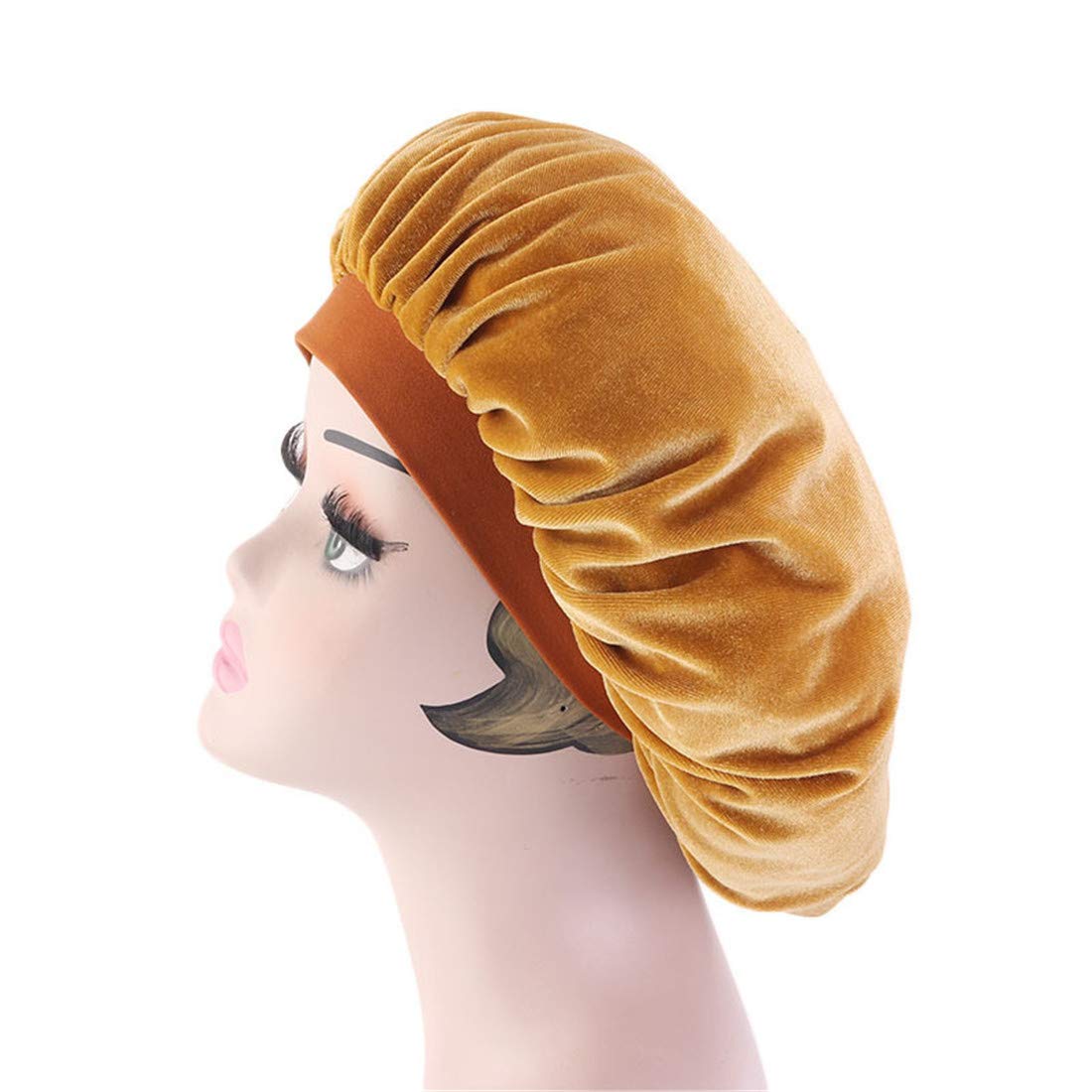 Qianmome Women Chemo Beauty Salon Night Sleep Cap Head Cover Velvet Bonnet Hat durag Sleeping Caps Beauty and Personal Care Qianmome